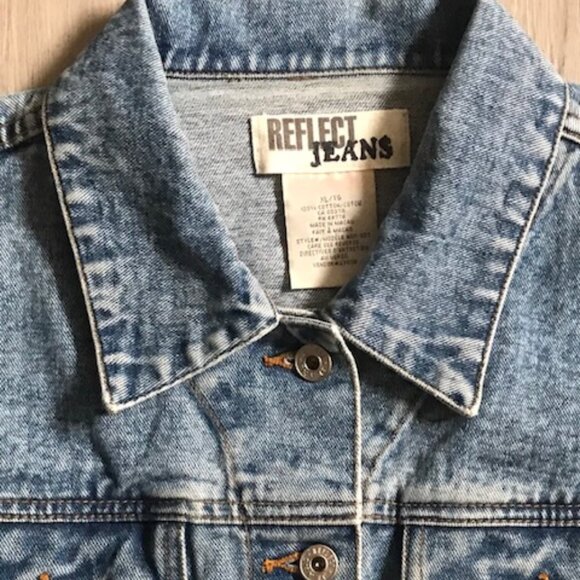 REFLECT JEANS VINTAGE 1990s CASUAL MEDIUM-WASH DENIM JEAN JACKET WOMEN'S SIZE XL - Picture 4 of 11